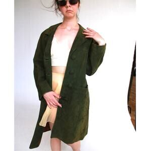 Vintage Aquascutum Green Suede Mid Length Jacket